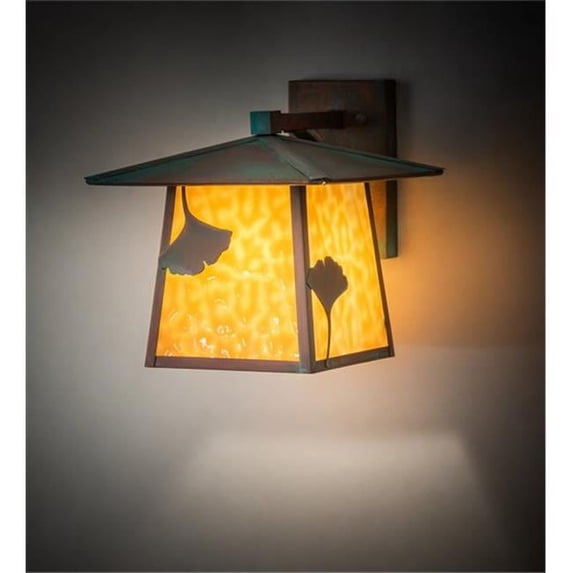 Meyda 220109 12 in. Wide Ginkgo Straight Arm Wall Sconce