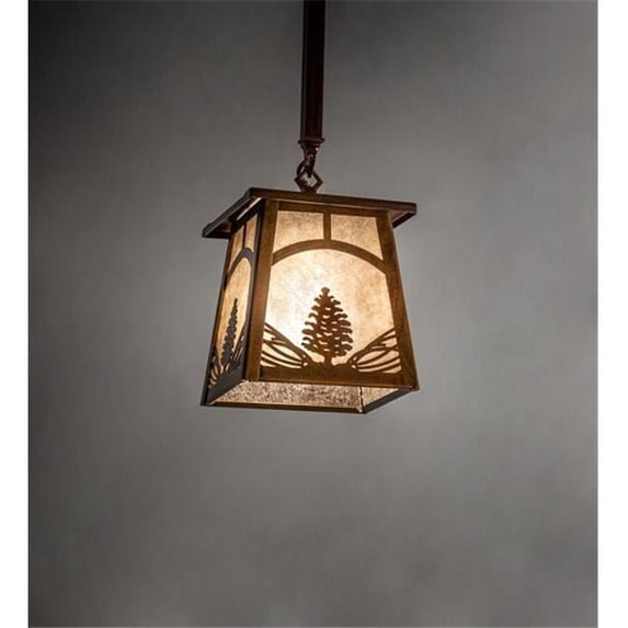 Meyda 227795 7 in. Square Mountain Pine Mini Ceiling Pendant Fixtures