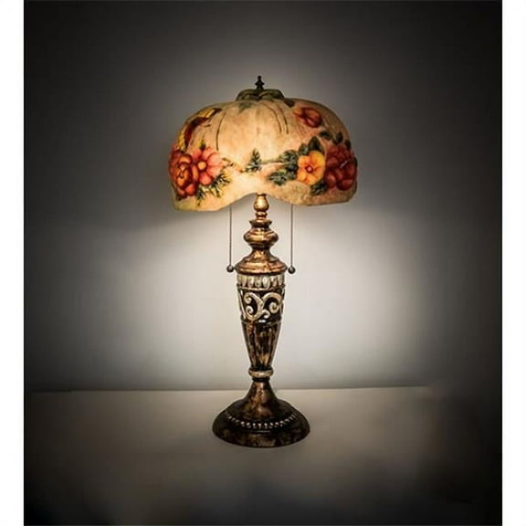 Meyda 253493 27 in. Puffy Butterfly & Flowers Table Lamp