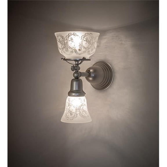 Meyda 276515 7 in. Wide Revival Garland Gas & Electric 2 Light Wall Sconce - Light Sandstone