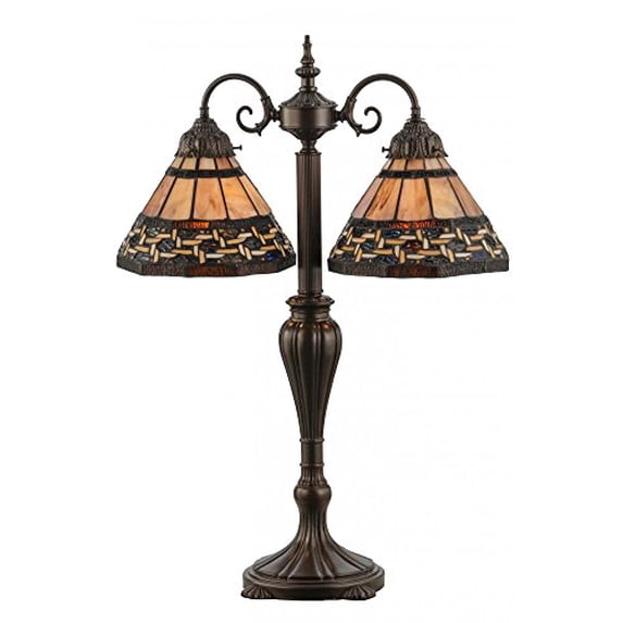 Meyda 147734 28 in. Ilona 2 Light Table Lamp, Mahagony Bronze