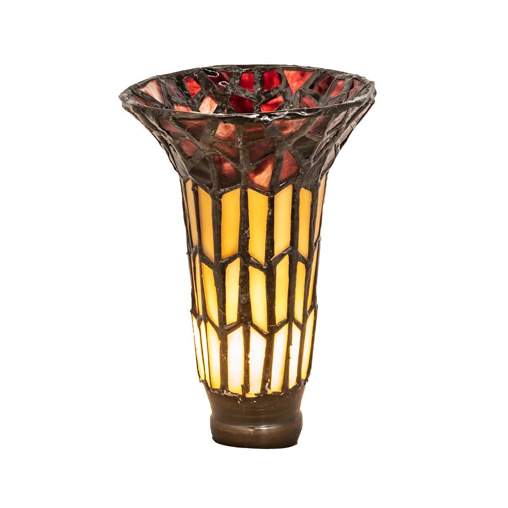 Tiffany Pond Lily 4.5" Mahogany Bronze Shade with Ruby & Beige Glass