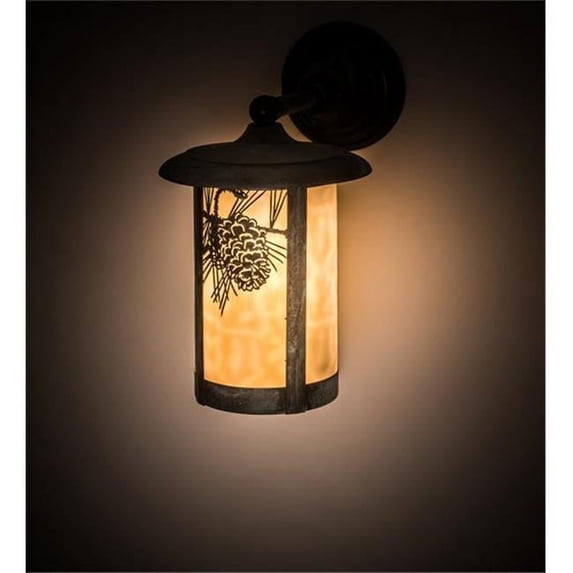 Meyda 48726 8 in. Fulton Winter Pine Solid Mount Wall Sconce - Verdigris Finish