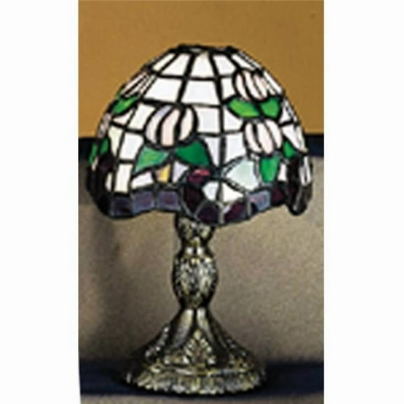 Meyda 21226 5 in. Roseborder Micro Mini Lamp - 0.615 - Antique Brass - Stained Glass