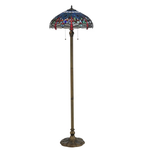 60"H Tiffany Hanginghead Dragonfly Floor Lamp