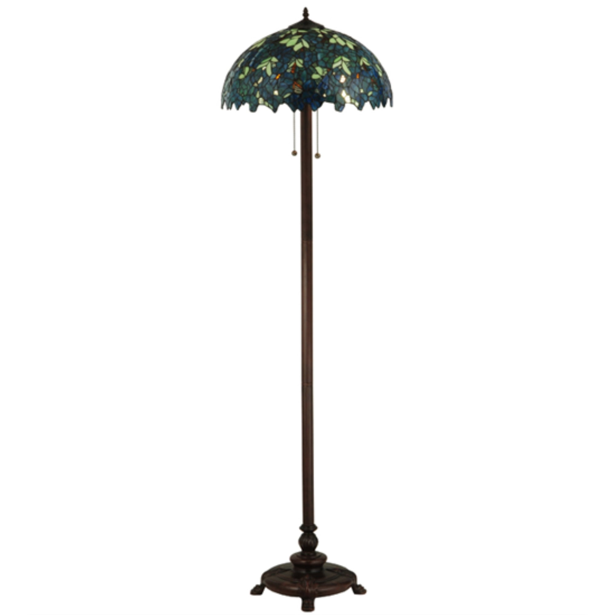 Nightfall Wisteria 63" Stained Glass Blue 2-Light Floor Lamp