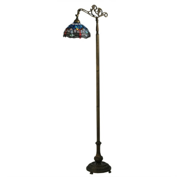 Meyda 63-inch Tiffany Hanginghead Dragonfly Bridge Arm Floor Lamp
