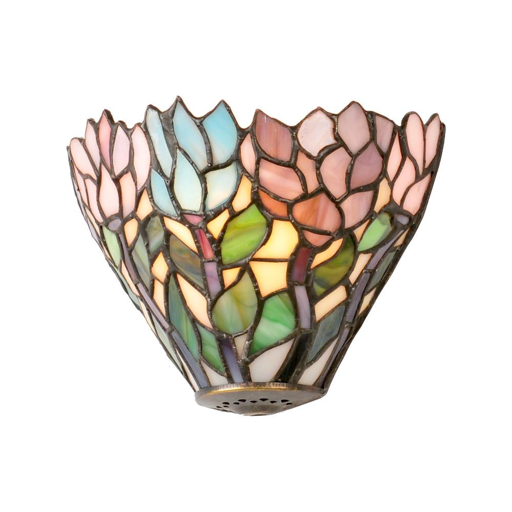Multicolor Tiffany-Style Bronze Floral Wall Sconce