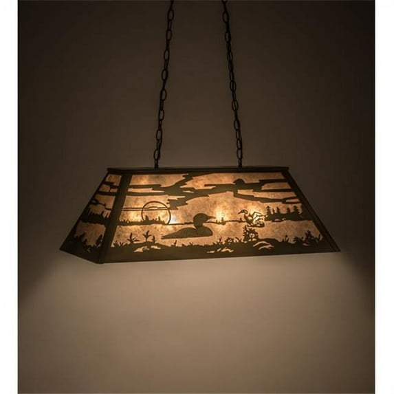 Meyda 81771 33 in. Loon Oblong Pendant, Antique Copper & Silver Mica