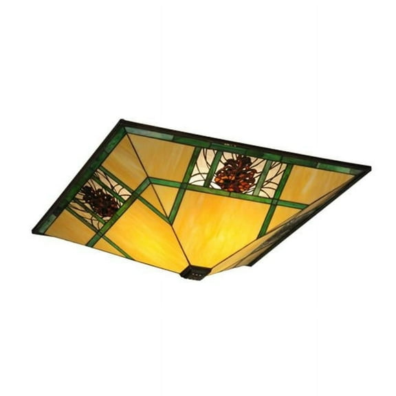 Meyda 98531 26 in. Square Pinecone Ridge with Hooks Shade, Beige Xag Zaf 59