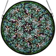 thumbnail image 1 of Meyda Emerald Dragonfly Swirl Medallion Stained Glass Window Panel - n/a, 1 of 2