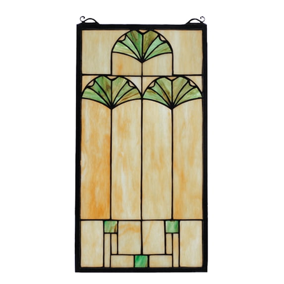 Meyda Home Indoor Decorative Lighting Accessories 11""W X 20""H Ginkgo Stained Glass Window