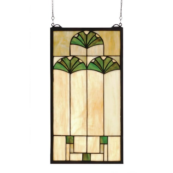 Meyda Home Indoor Decorative Lighting Accessories 11""W X 20""H Ginkgo Stained Glass Window