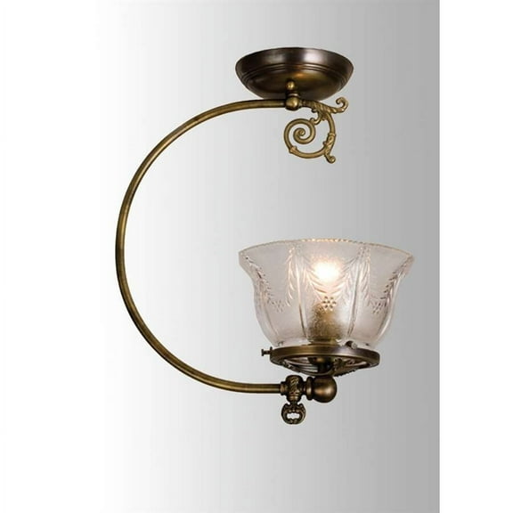 Meyda Lighting 12.5'W Auburn Wheat Gas Semi-Flushmount, Antique Brass - 36618
