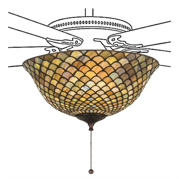 Meyda Lighting 12" Wide Tiffany Fishscale Fan Light Fixture