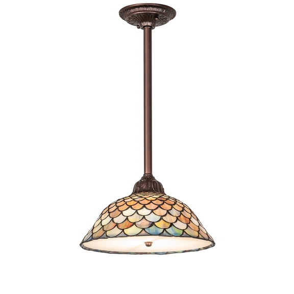 12" Wide Tiffany Fishscale Pendant