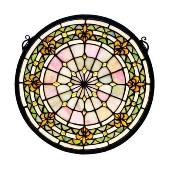 Fleur-De-Lis Stained Glass Window ~ 13" H x 13" W