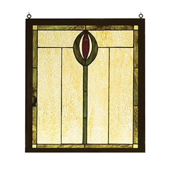 Meyda Tiffany 98100 Spear Wood Frame Stained Glass Art Window