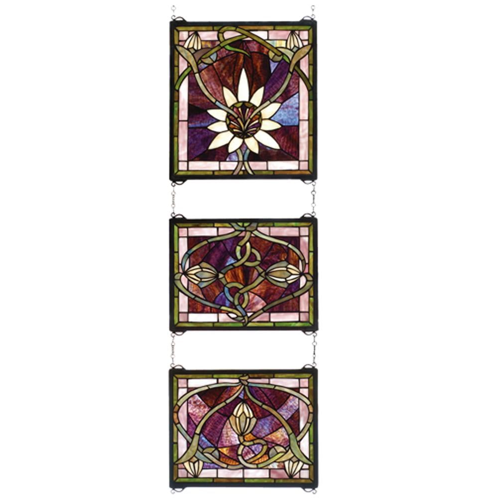 Solstice 39" Tall Multicolor Stained Glass Window Panel