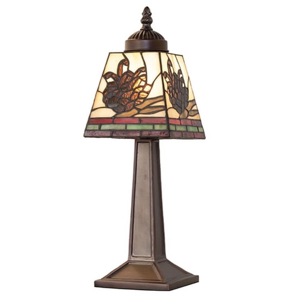 Meyda Tiffany 262792 Pinecone Mission 15" Tall Buffet Table Lamp - MultiColor