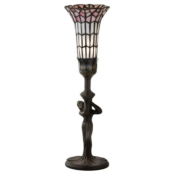 Meyda Lighting 15" High Stained Glass Pond Lily Nouveau Lady Accent Lamp