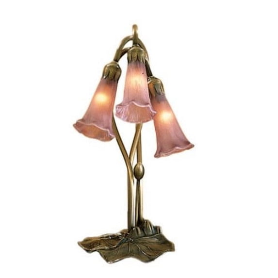 16"H Amber/Green Pond Lily 3 Lt Accent Lamp