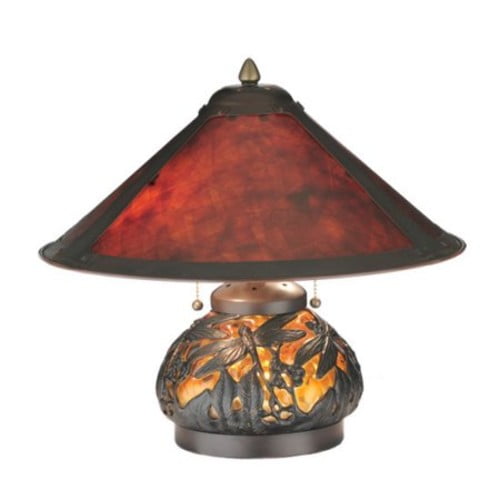 15.5"H Van Erp Amber Mica Lighted Base Table Lamp