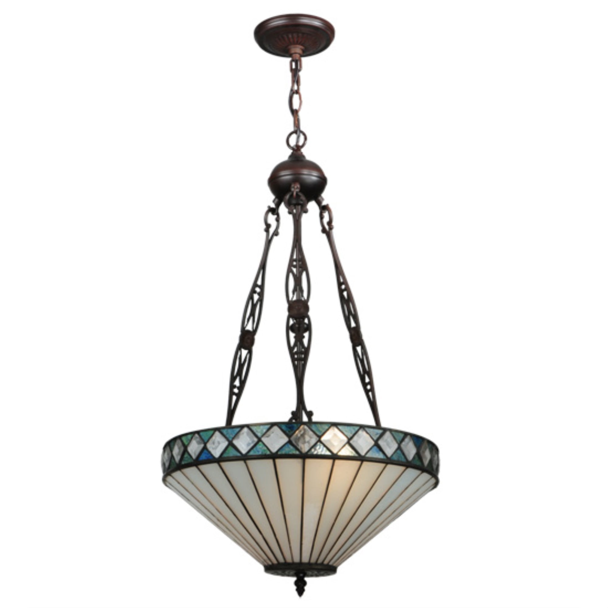 Elegant Diamondring 2-Light Inverted Pendant in Mahogany Bronze