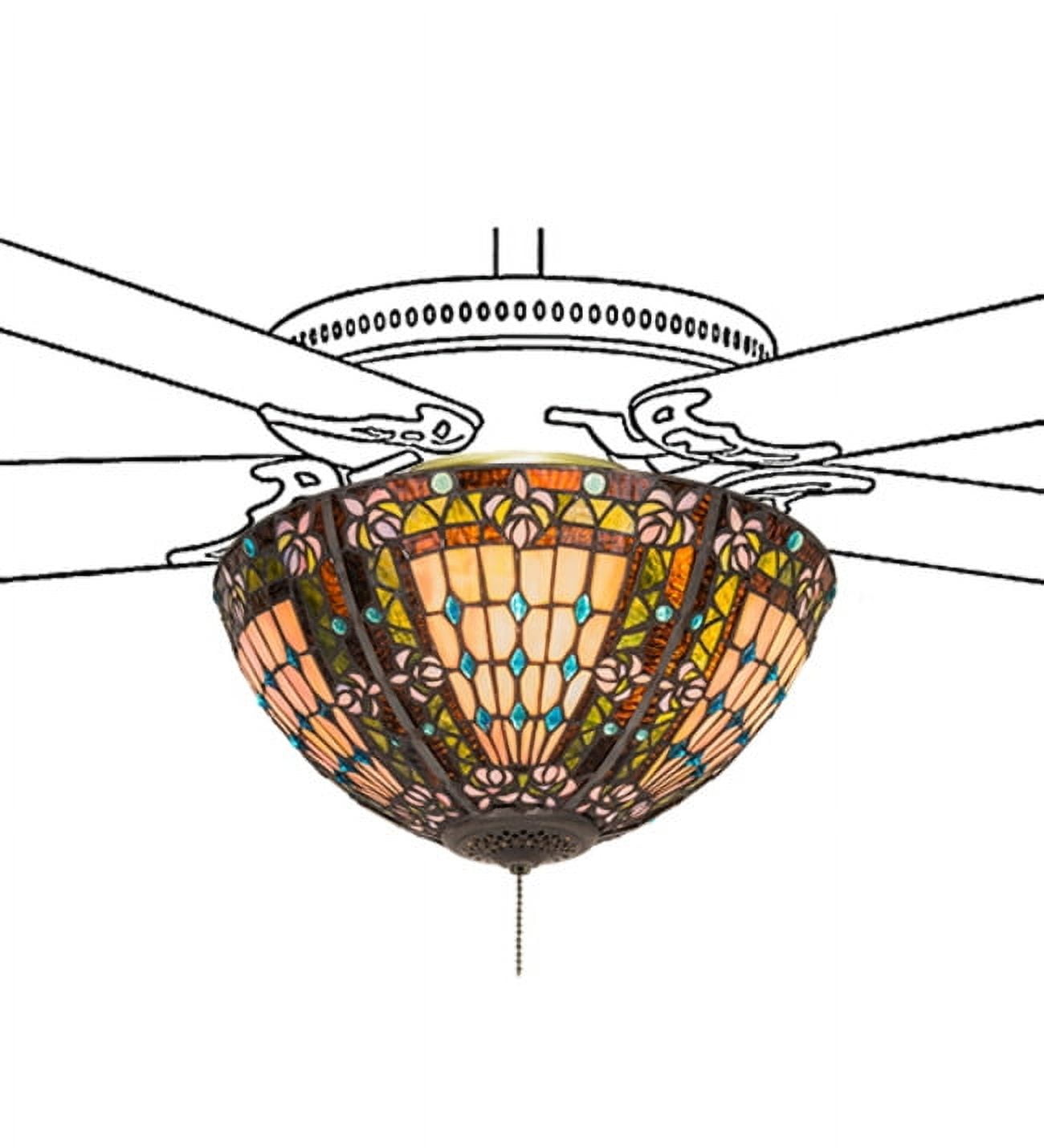 Fleur-de-Lis Stained Glass 16'' Ceiling Fan Light Kit
