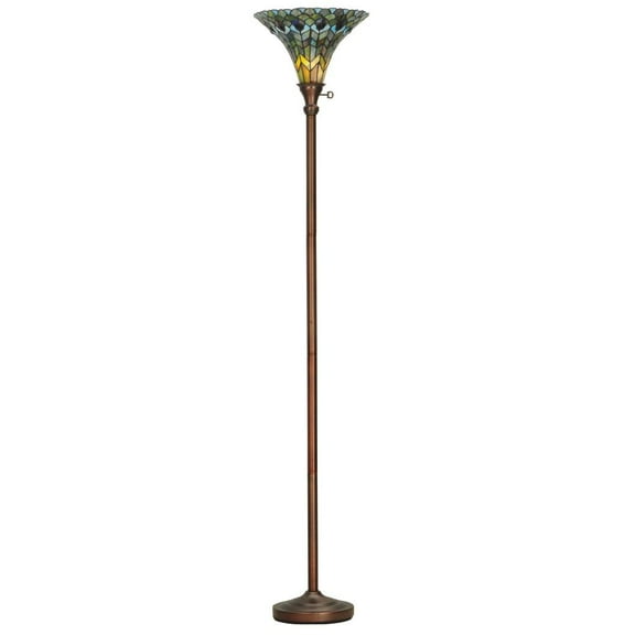 Meyda Lighting 17"H Tiffany Dragonfly w/Tiffany Mosaic Base Table Lamp