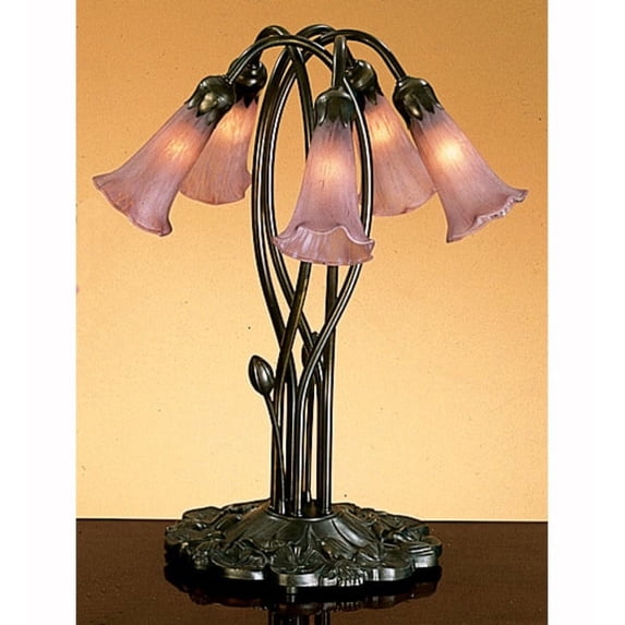 16.5"H Cranberry Pond Lily 5 Lt Accent Lamp