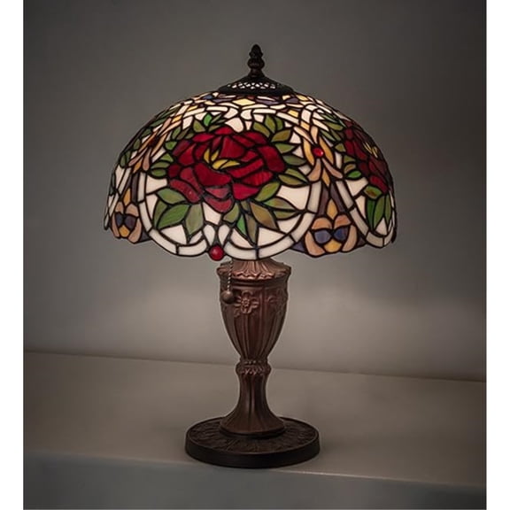 17" High Renaissance Rose Table Lamp