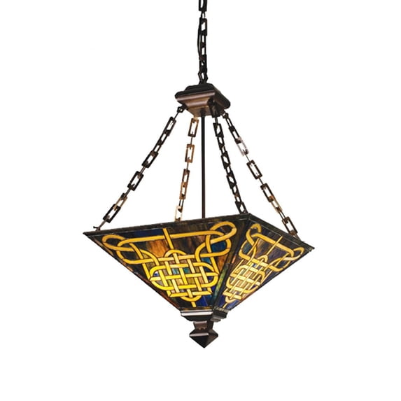 47583 Meyda 17" Square Knotwork Mission Inverted Pendant