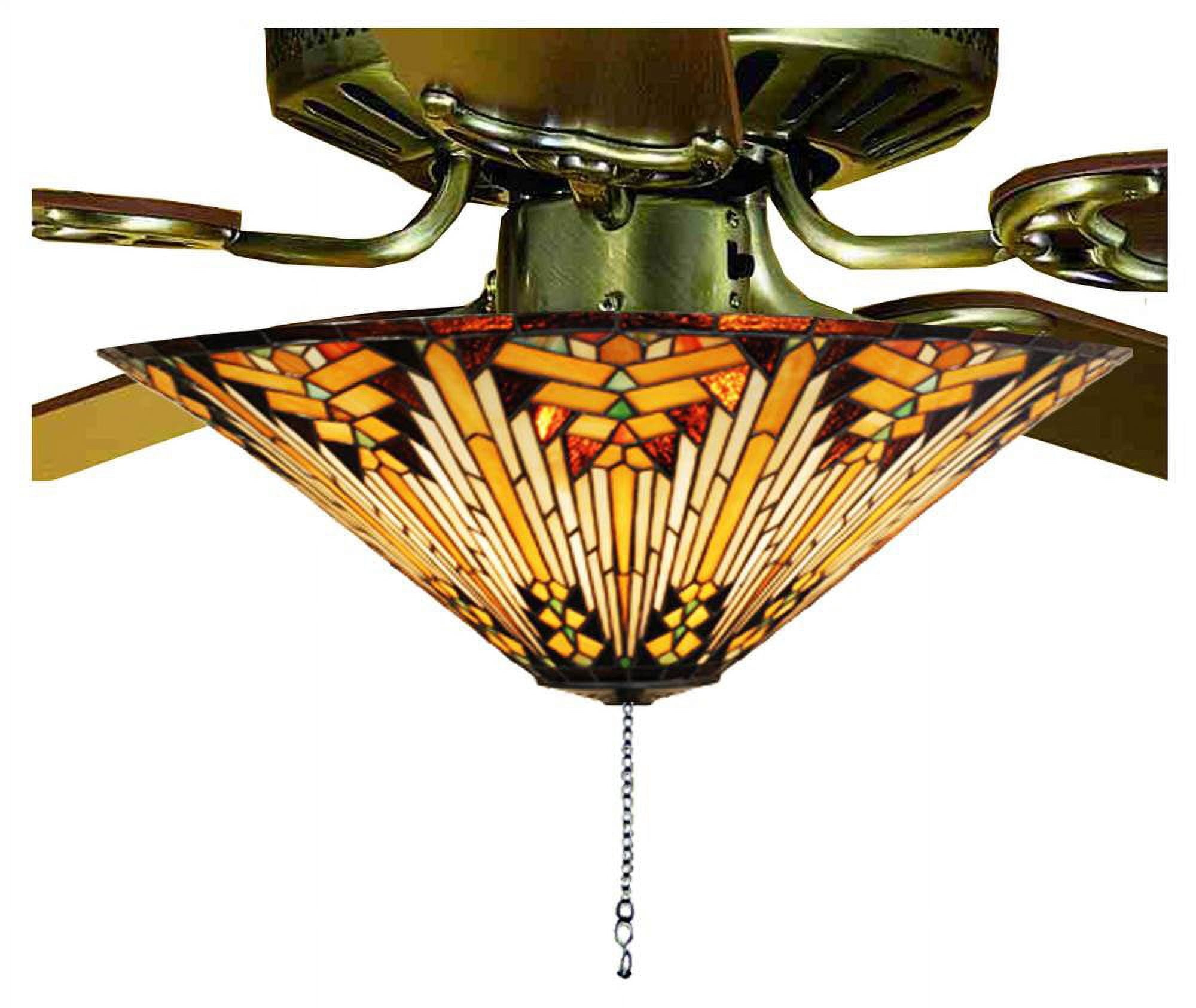 Desert Sunset 17" Beige and Sage Green Stained Glass Ceiling Fan Light Kit