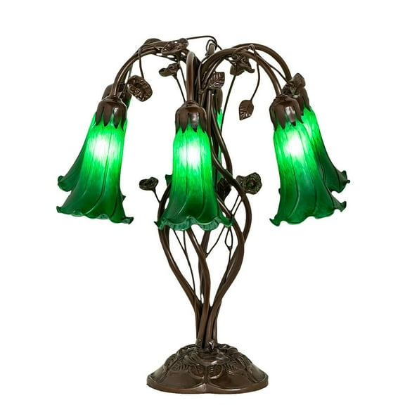 Meyda Lighting 18" High Green Tiffany Pond Lily 6 Light Table Lamp
