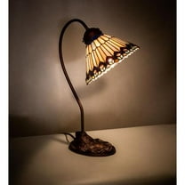 Meyda Lighting 18" High Tiffany Jeweled Peacock Desk Lamp