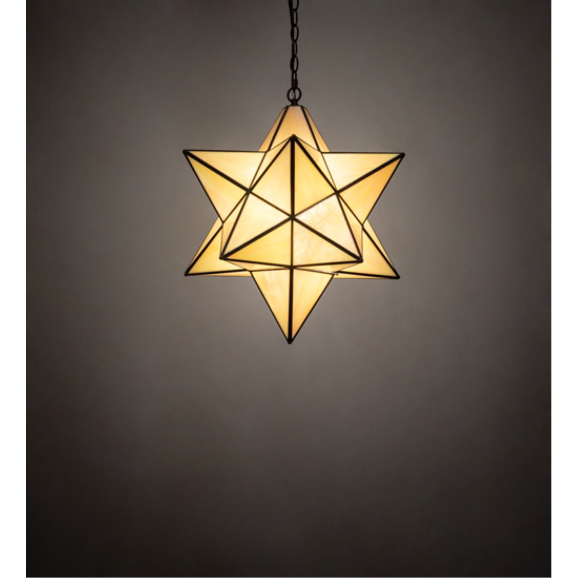 Beige Iridescent Glass Star Pendant with Mahogany Bronze Finish