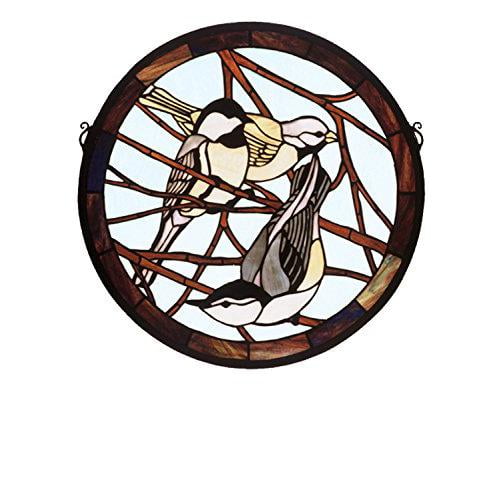 Meyda Tiffany 48607 Early Morning Visitors Medallion Stained Glass Window, 18" W x 18" H