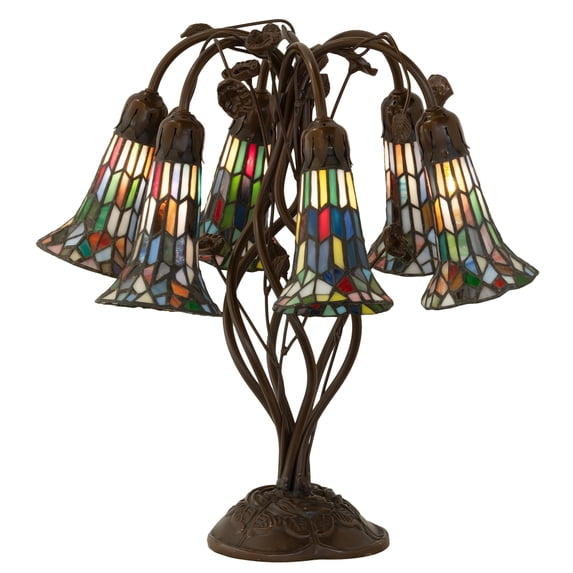 Meyda Lighting 19" High Stained Glass Pond Lily 6 Light Table Lamp - 18.5 Wide