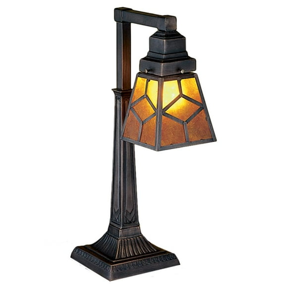 Meyda Lighting 20'H Amber Mica Diamond Mission Desk Lamp, Amber - 27881