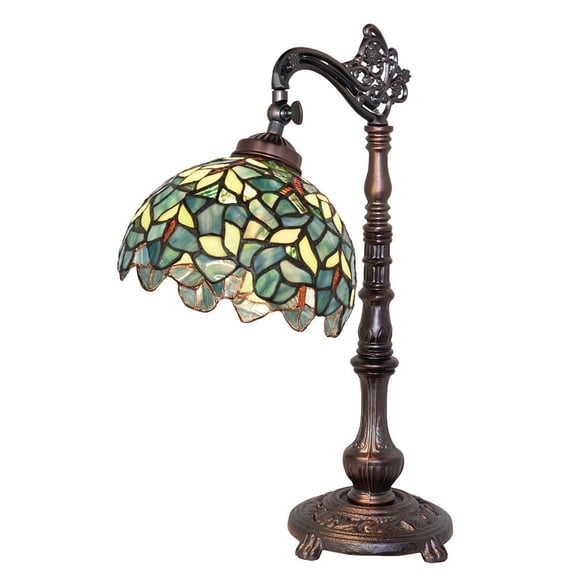 Meyda Lighting 20" High Nightfall Wisteria Bridge Arm Table Lamp