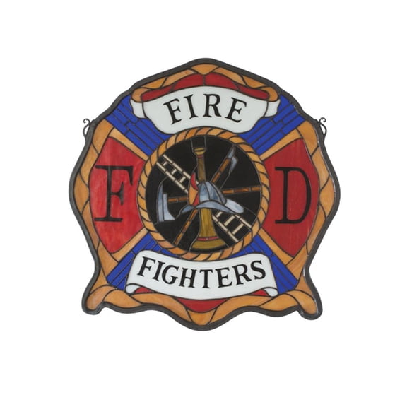 Meyda Lighting 20"W X 20"H Fireman's Shield Stained Glass Window