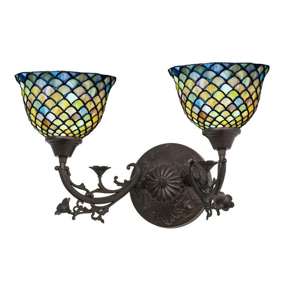 Meyda Lighting 21"W Tiffany Fishscale 2 LT Wall Sconce