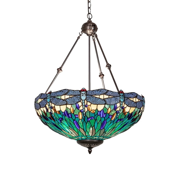 22" Wide Tiffany Hanginghead Dragonfly Inverted Pendant