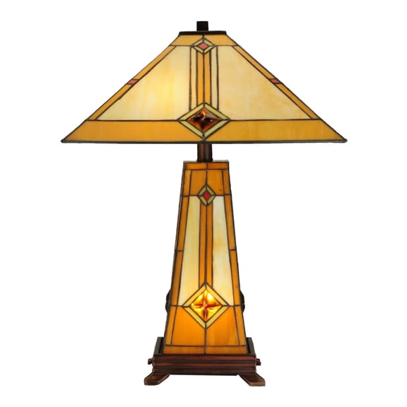 23"H Diamond Mission Lighted Base Table Lamp