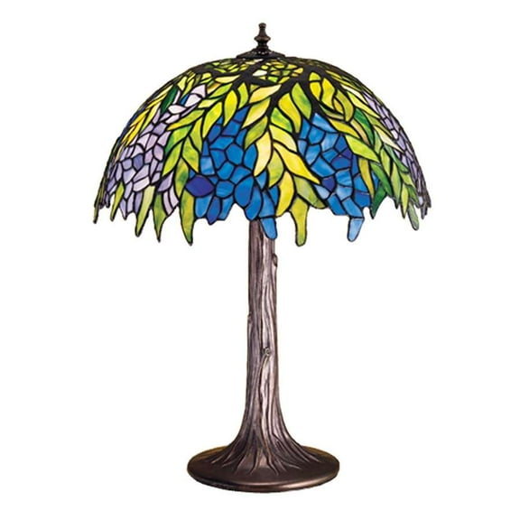 Meyda Lighting 23'H Tiffany Honey Locust Table Lamp, Lt Blue Pr Lt Green - 30541
