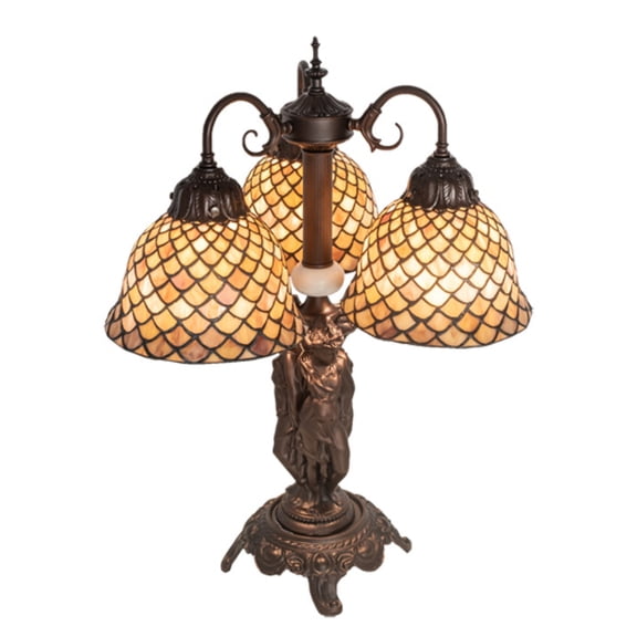 Meyda Tiffany 245477 Tiffany Fishscale 3 Light 23" Tall Buffet Table Lamp - MultiColor