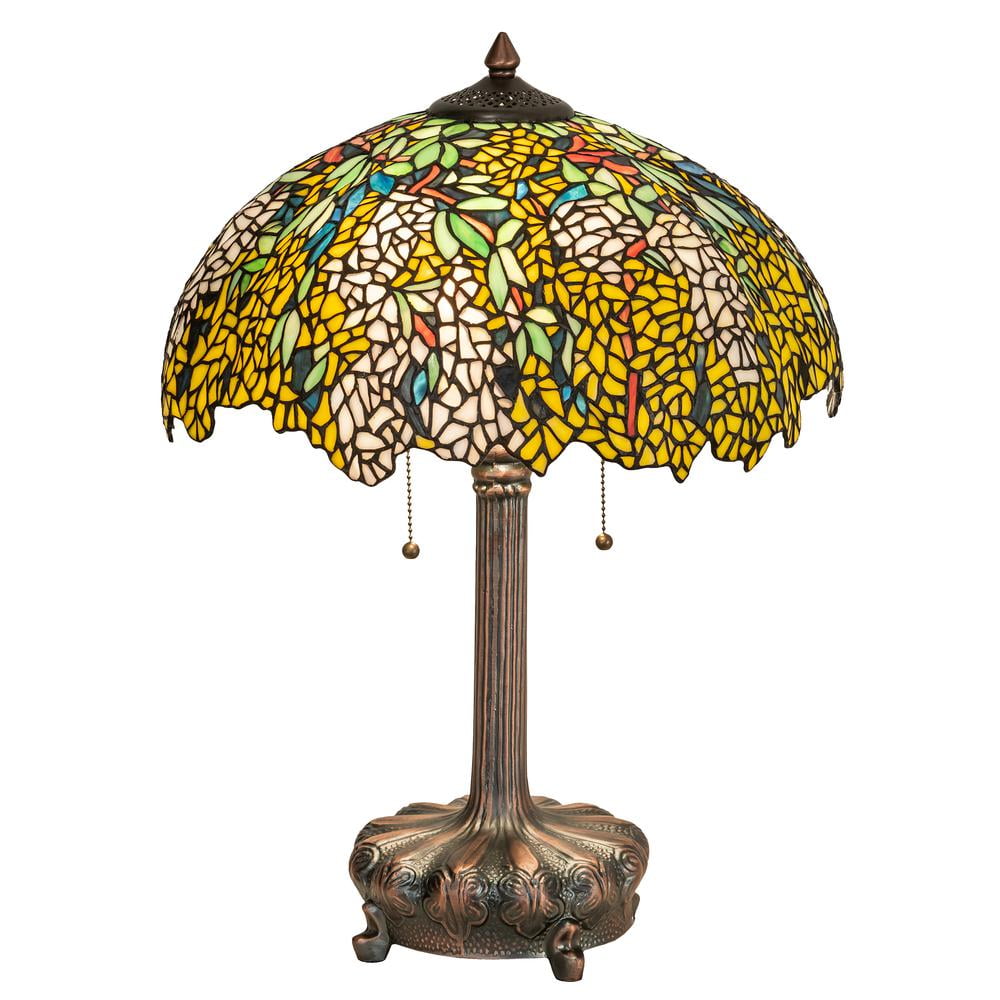 Mahogany Bronze Table Lamp with Sunflower Glass Shade