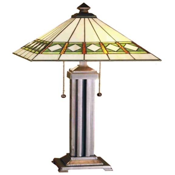 Meyda Lighting 24'H Diamond Mission Table Lamp, Beige Green Da Avocado - 38689
