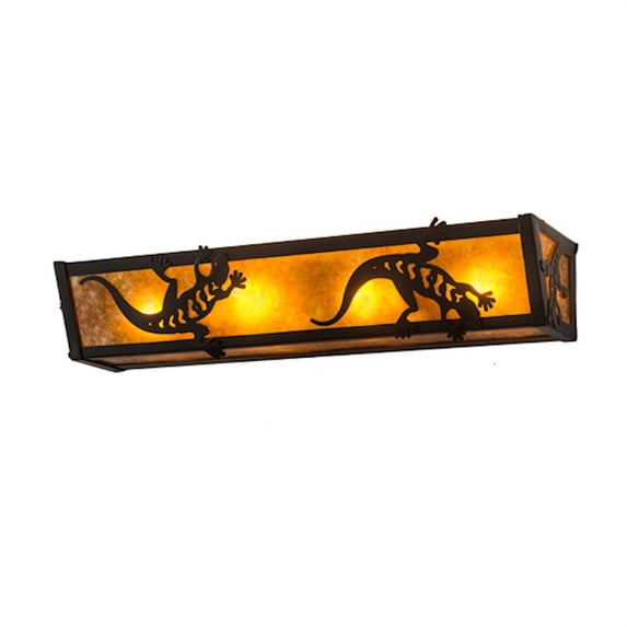 Meyda Lighting 24'W Gecko Vanity Light, Timeless Bronze/Amber Mica - 14333
